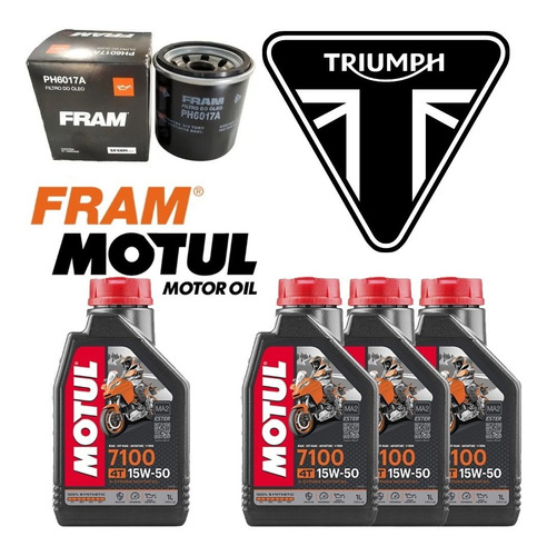 Kit Troca De Óleo Motul 7100 15w50 Triumph Tiger 800 Ph6017a