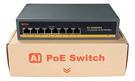 Switch Poe De 8 Puertos Gigabit 6com, 8 Puertos Poe+ 120w