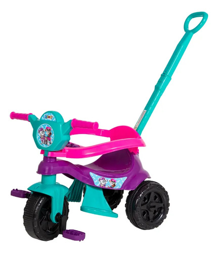 Triciclo Kendy Kemotoca Baby Dog Roxa e Tifanny Motoca Infantil Com Protetor Haste Menina Brinquedo BQ0514M