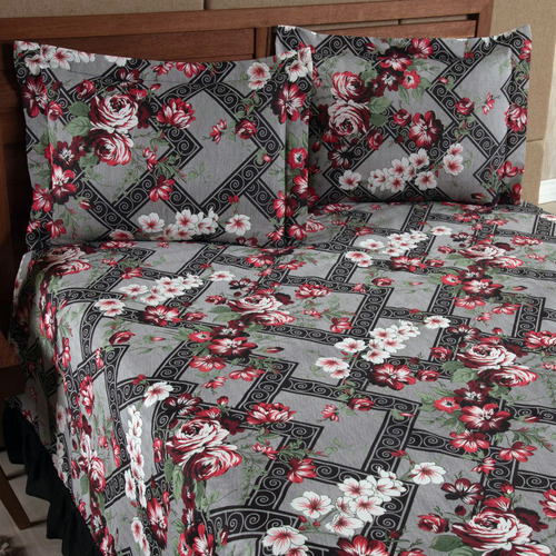 Colcha Casal Queen Charlotte 3 Pçs Cor Preto