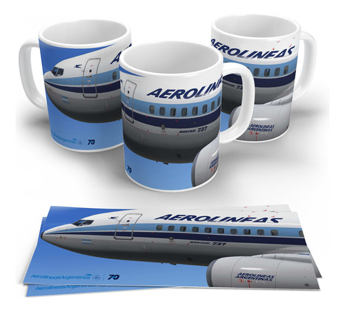 Taza Aerolineas Argentinas Boeing Edicion 70 Aniversario 4k
