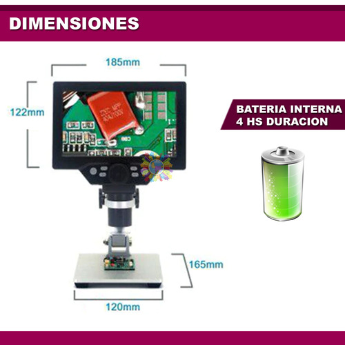Imagen 5 de 5 de Microscopio Optico Digital 1200x Electronico Pantalla Led Hd