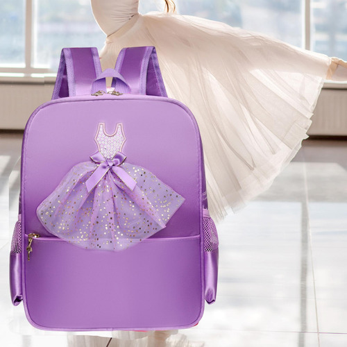 Mochila De Baile De Ballet Con Bolsa De Encaje Violeta