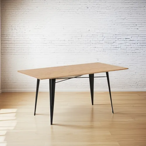 Mesa Tolix Madera Bambú Rectangular 1,60 X 0,90m Bulk