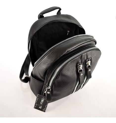 Imagen 5 de 6 de Mochila Mujer Cuero Sintetico Urbana Trendy Negra Original