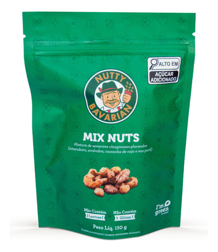 Mix de Nuts Amêndoa, Amendoim, Nozes Pecã e Castanhas de Caju Nutty Bavarian 150g