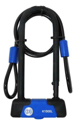 Set Candado U Lock Odis R1500l Azul/negro + Cable 10m X 1,2m