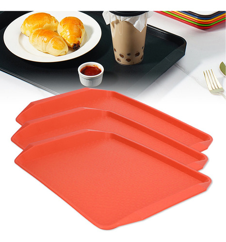 Bandeja De Comida De Plástico Binaural Espessada, Retangular