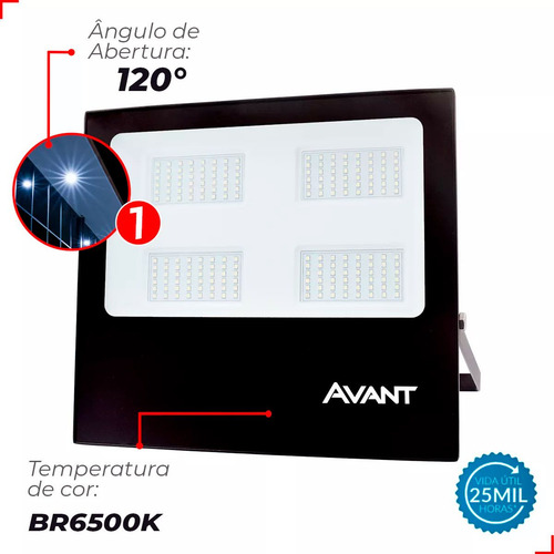 Refletor Led 200w Prova D'água Luz Fria 6500k Avant