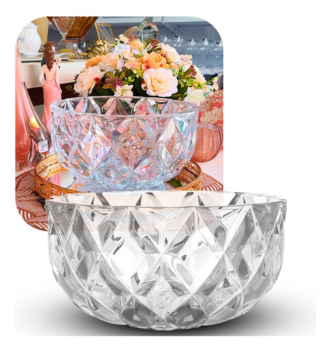 Centro De Mesa Cristal Deli Diamond 25x13 Cm Diamante Lyor