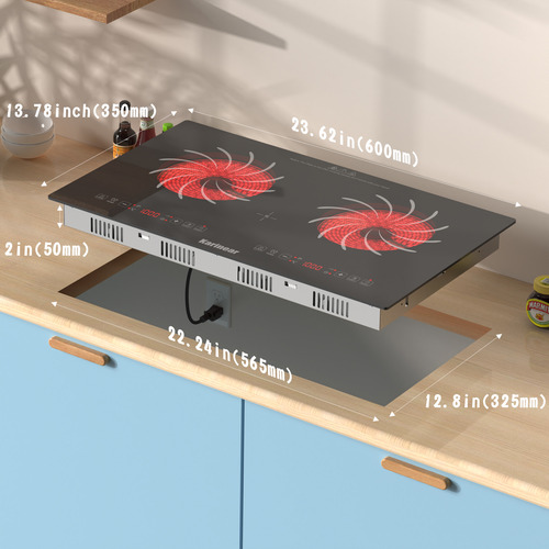Estufa Eléctrica Karinear De 2 Quemadores, 110 V, 24 Pulgada