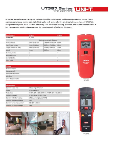 Uni-t Detector Escáner Pared Metales Corriente Madera Ut387b