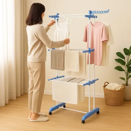 Tendedero Ropa Plegable Vertical 3 Niveles Colgador Perchero ...