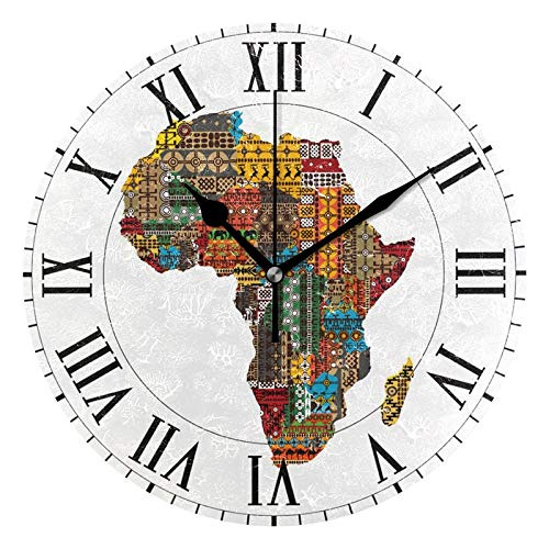 Reloj Pared Acrilico Redondo Mapa Etnico Africano Paise