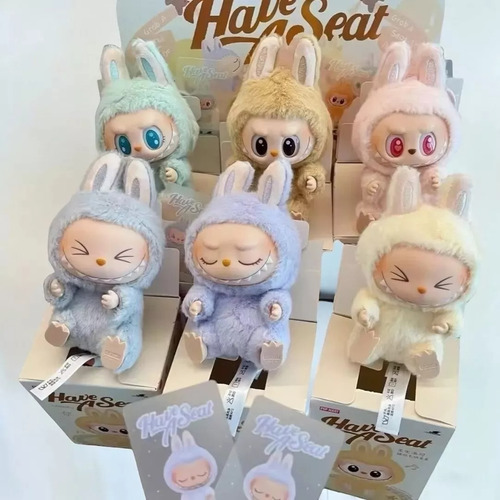 6pz Labubu Monster Muñeco Peluche Figura Macaron Have Seat