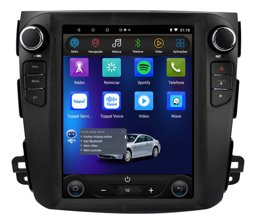 Multimidia Tesla Mitsubishi Outlander Android 14 Carplay Voz