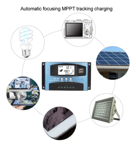 Imagen 4 de 6 de Controlador De Panel Solar Cargador Led Smart Controller 160