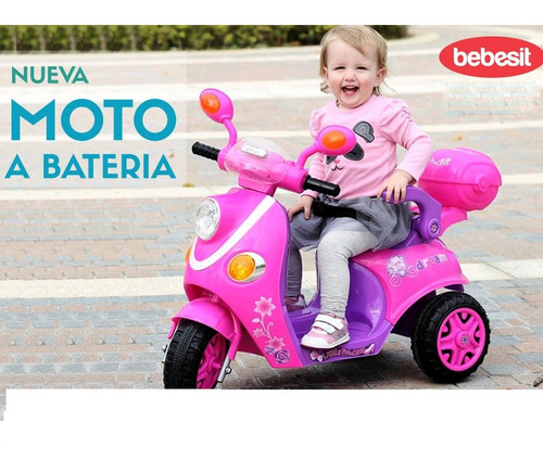 Moto Scooter A Bateria Bebesit 6v Luces Y Sonido Rosa