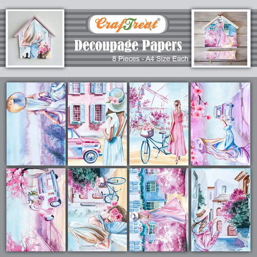 Craftreat Papel Decoupage Para Manualidad Mujer Flor Tamaño