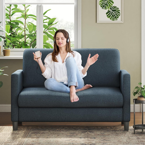 Sofá Pequeño Sala Sillón Minimalista Tapizado Con 2 Personas