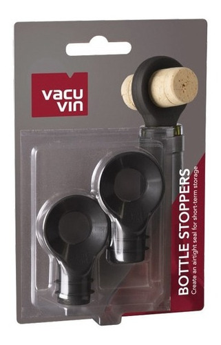 Set 2pzas Tapon De Botella Negro Vacu Vin