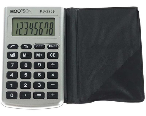 Calculadora De Bolso 8digitos C/capa Bateria/solar Cor Cinza