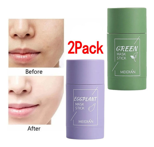 Imagen 1 de 10 de 2 Mascarillas De Té Verde Y Berenjena Control De Aceite