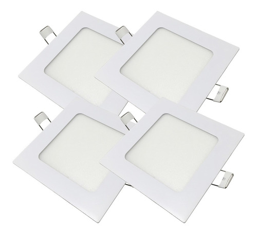 Panel Led Embutir Cuadrado 6w Blanco Neutro Pack X 4