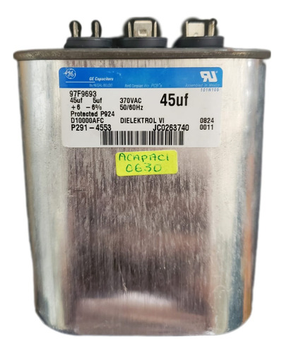 Capacitor Dual Universal 45+5 Mfd Voltaje 370 Vac