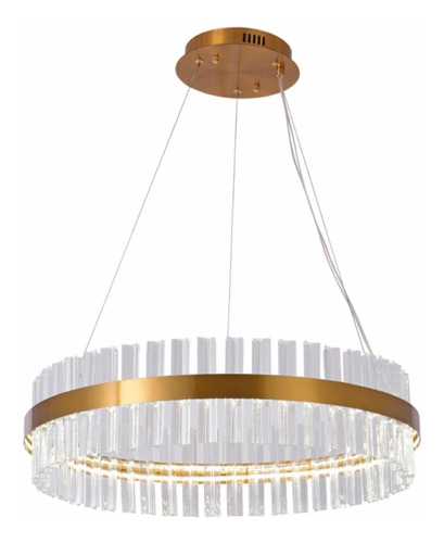 Lustre Pendente Cristal Legitimo Led Dourado 46w Luz 3em1 110V/220V