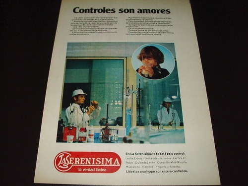 (pb054) Publicidad Clipping Leche La Serenisima * 1979