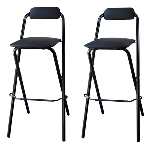 Taburete De Bar Plegable Con Respaldo Y Acolchado Negro Para
