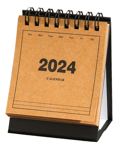 Calendario De Escritorio De Pie 2024, Mini Piel De  Negra