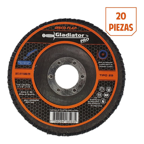 Disco Laminado (flap) Gladiator Pro Grano 60 Paq. 20 Piezas