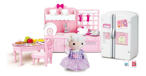 Casinha Feliz Tipo Sylvanian C/ Ovelhinha - Cozinha - Zoop