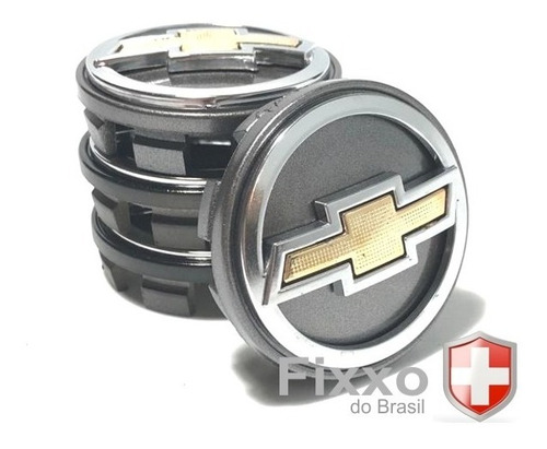 Imagem 1 de 2 de 4 Calotinhas P/ Centro Tampa Roda Gm 55mm Grafite Dourado