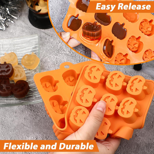 Molde De Calabaza Para Chocolate De Halloween, 2 Moldes De S