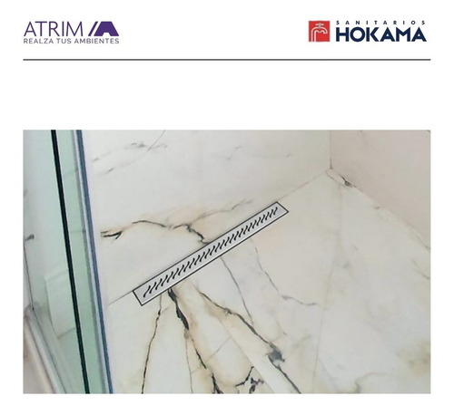 Imagen 5 de 10 de Rejilla Lineal 45 Desague Ondas Acero Inoxidable Baño Ducha