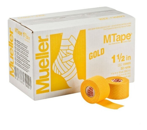 Caja Cinta M Tape Mueller 32 Rollos Amarilla 3.8 C X 9.1 M