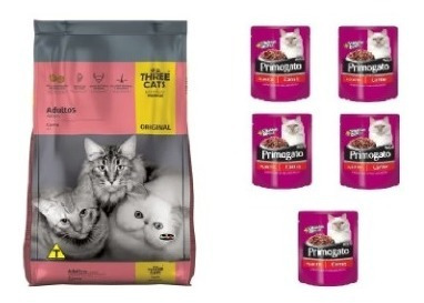 Three Cat Gato Adulto 10k+5 Sachets+envio Gratis