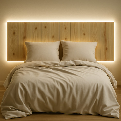 Cabeceira Wood De Madeira Pinus 240cm 12 Ripas Rústico Marrom