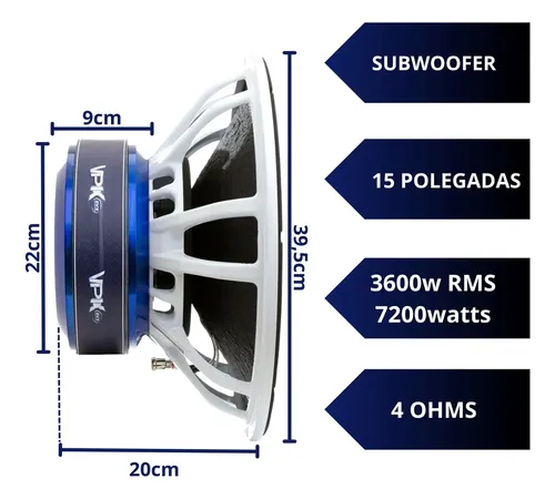 Subwoofer Qvs 15 Polegadas 7k2 Vpk 3600rms Som Automotivo Cor Azul