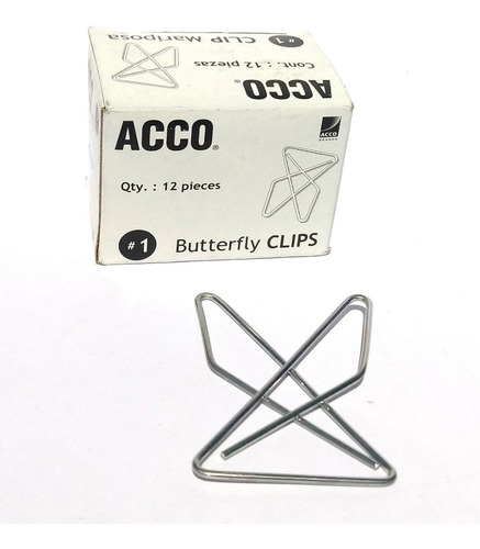 Caja De Clip Mariposa #1 Acco C/50 Piezas