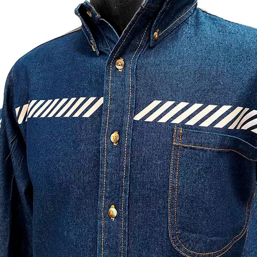 Camisola De Mezclilla Uso Rudo Con Reflejante