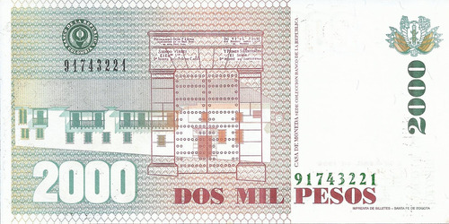 Colombia 2000 Pesos, 2 Abril 1996