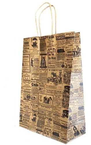 Bolsa Papel Kraft News Con Manilla 14x20x8 (10 Unidades)