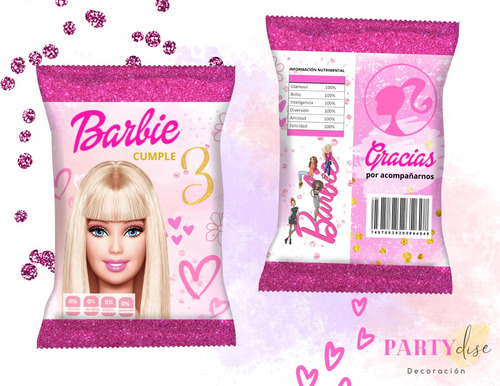 Bolsas De Papas Personalizadas (chip Bags) Barbie 15pz