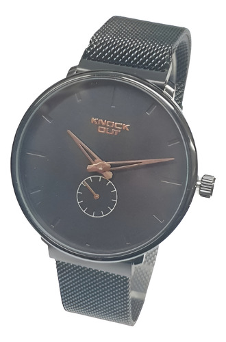 Reloj Knock Out 0923 Malla Tejida Con Iman Y Mini Segundero 035 Negro Negro