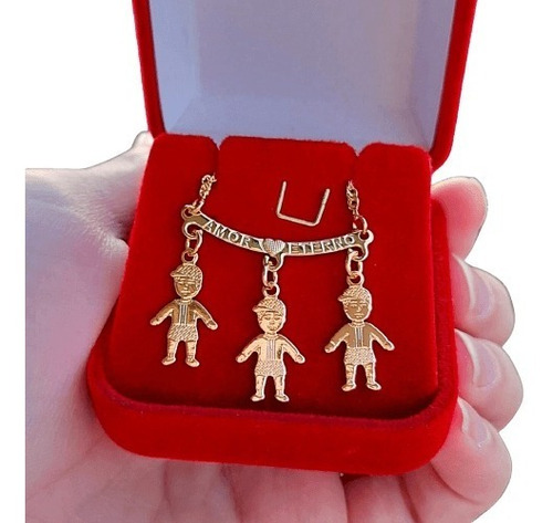 Imagem 6 de 9 de Corrente Com Duas Meninas Banhado A Ouro 18k El Semijoias