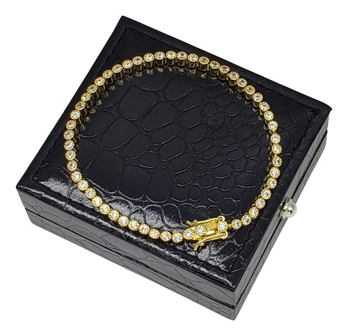 Pulseira Riviera Com Zirconias Banho De Ouro 18k 3745